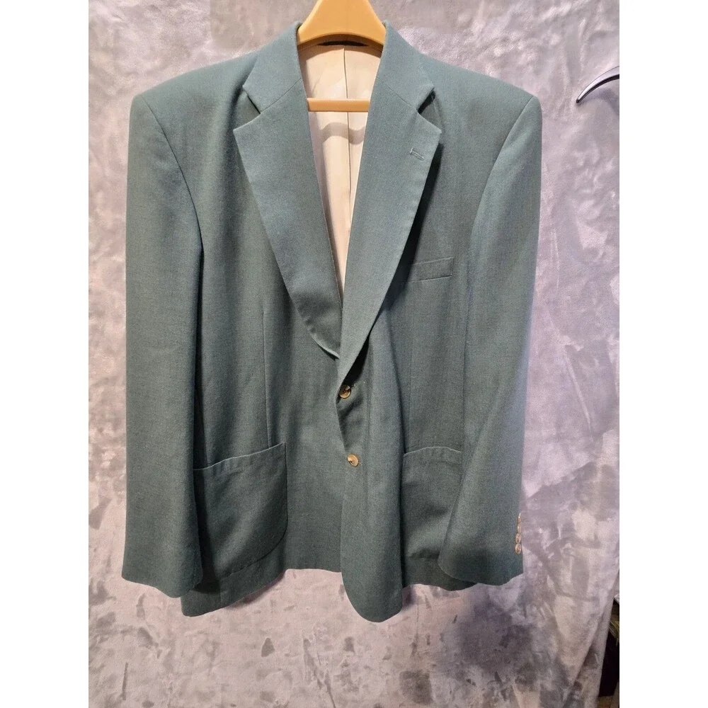 Vintage New Castle & York Blazer Mens 46L Green Sports Coat Jacket